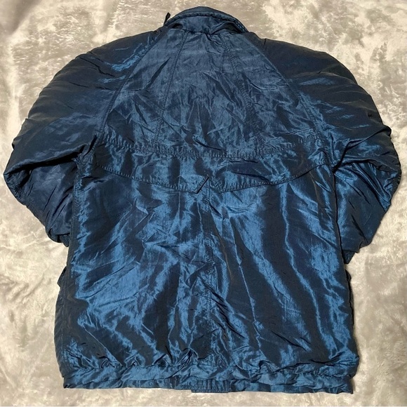 Vintage 80s J Gallery Metallic Blue Duck Down Puffer Ski Jacket Medium - Picture 8 of 11